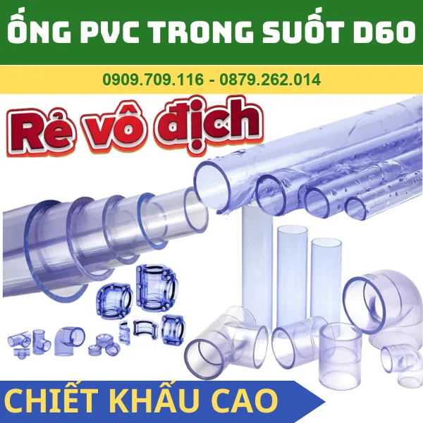 Ống Nhựa PVC Trong Suốt Phi 60 - Clear PVC Pipe Dn50